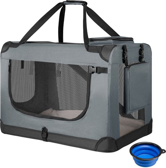Boîte de transport pliante pour chien / Banc Lassie M - Gris - 42 x 60 x 44 cm