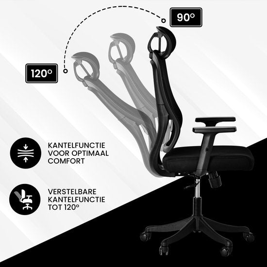 Bayt Ergonomic Office Chair - Chaise de bureau - Chaise de bureau adultes - Chaise de bureau - Réglable - Appui-tête - Noir