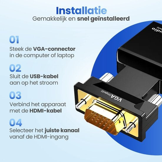 Adaptateur VGA, vers HDMI Garpex®, 1080p Full HD, Convertisseur universel