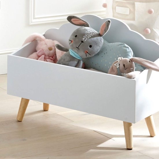 Coffre à jouets en bois Sphera - blanc - 58 x 28 x 45 cm