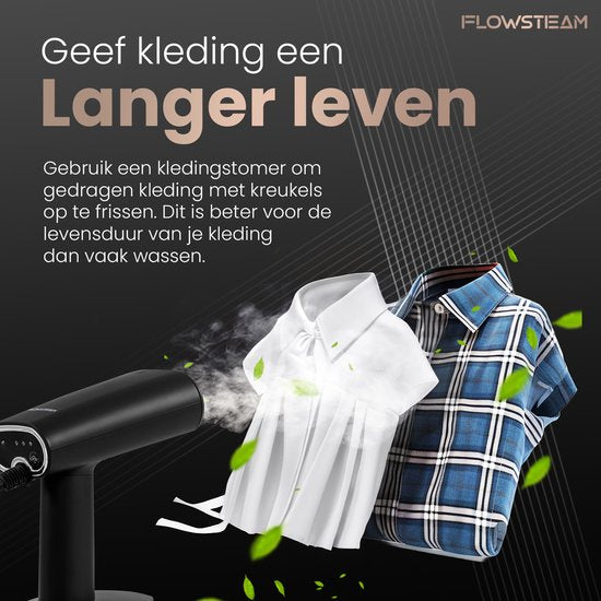 FLOWSTEAM® Luxury Clothes Dryer - Handheld steamer - Défroisseur à linge - Matte Black Edition - Sac de rangement inclus