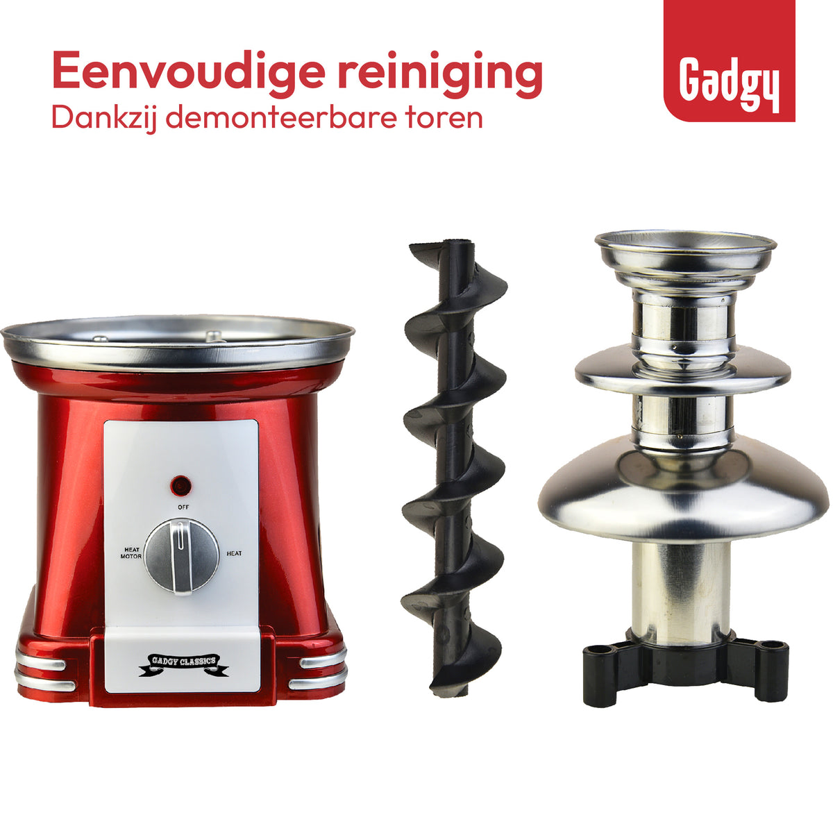Gadgy - Fontaine à chocolat - Fondue au chocolat - Nettoyage facile - 90 Watt - Rouge