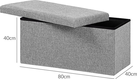Banc de rangement Casaria - 80x40x40cm Cuir synthétique pliable 100L - Gris