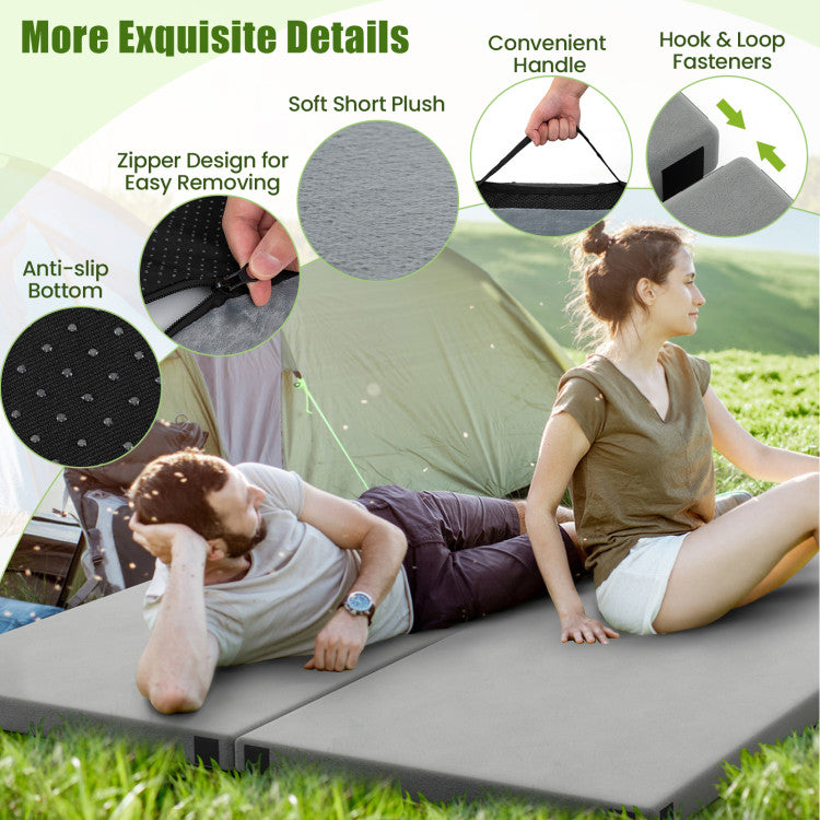 Coast Matelas de camping pliable gris 74 x 30,5 x 6,5 cm avec mousse à mémoire de forme et dessous antidérapant