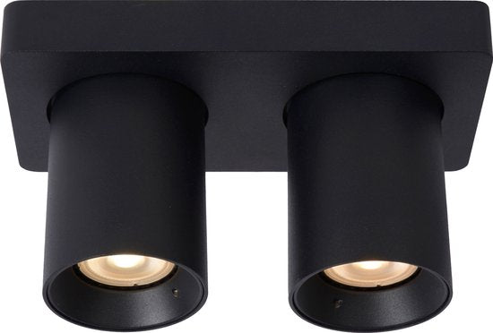 Lucide NIGEL - Spot de plafond (lampe de plafond) - LED « Dim to warm » - GU10 - 2x5 W 2200 K/3000 K - Noir