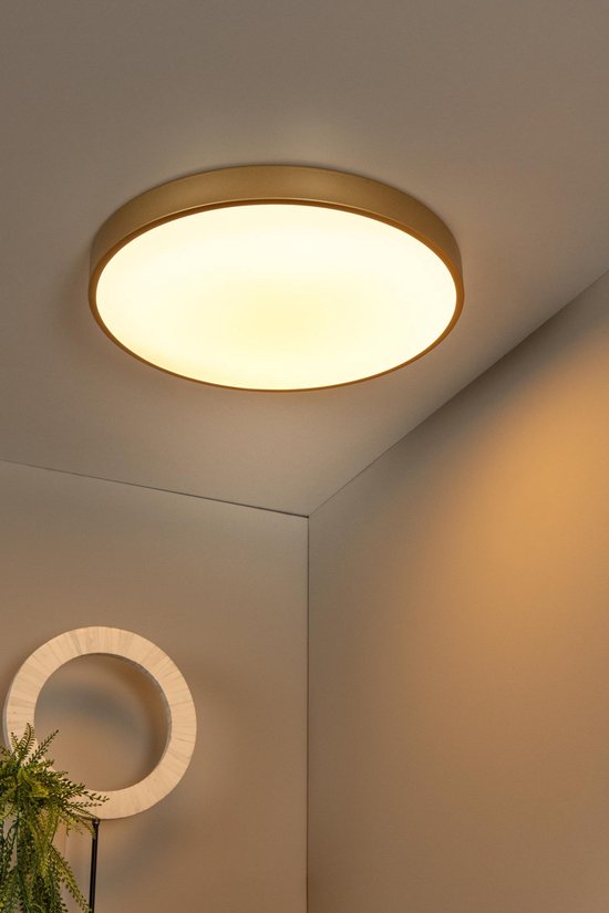 Lucide UNAR - Plafonnier - Ø 49,5 cm - LED 3 StepDim - 1x36 W 2700 K - Or mat / Laiton