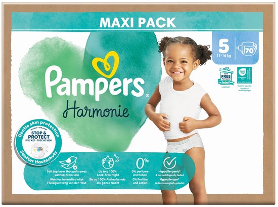 Pampers - Harmonie - Taille 5 - Mega Pack - 70 pièces - 11/16 kg