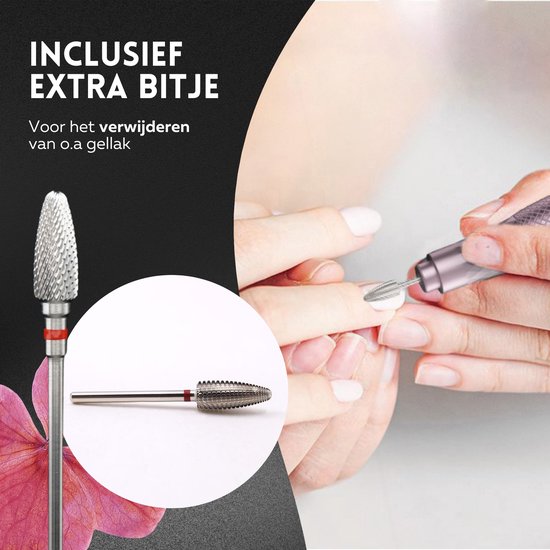 Beeperfect® Lime à ongles électrique sans fil édition Pro - Moulin à ongles - Ensemble manucure et pédicure - Rechargeable - 11 embouts et 60 rouleaux de ponçage - 30 000 tr/min - Rose