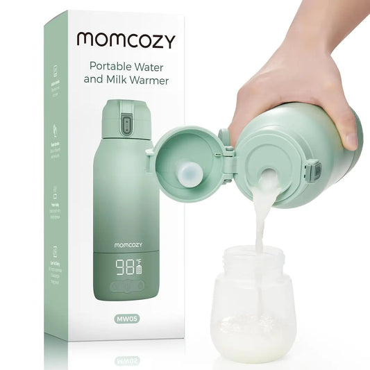 Chauffe-biberon portable Momcozy MW05UK - 500 ml - Sans fil, avec batterie - 2 niveaux de chauffage - Acier inoxydable - Chauffe en 3 minutes
