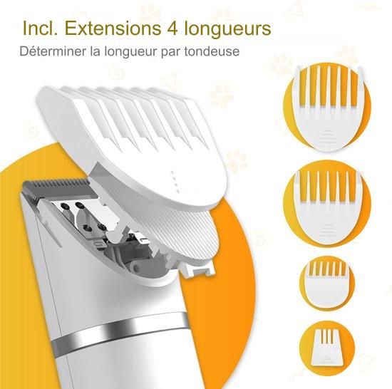 Tondeuse sans fil pour chien 4 en 1 Nuvance - pour poils épais - 7 accessoires