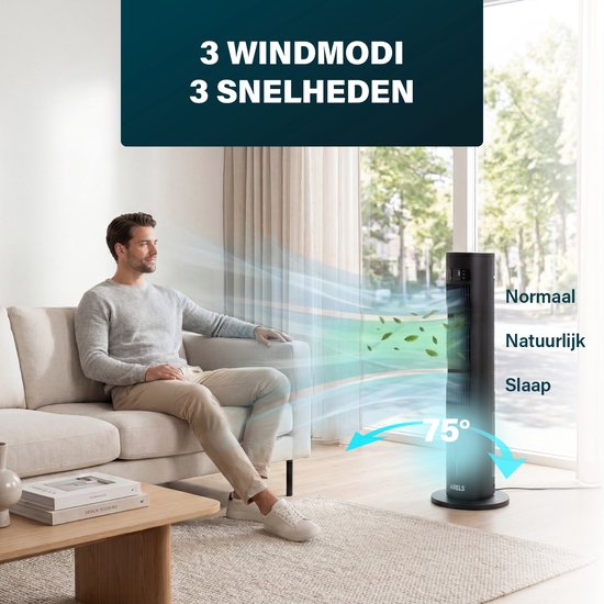 Princess Smart Aircooler – Application et télécommande - Refroidisseur d'air – Réservoir d'eau de 3 L – 3 modes d'oscillation – 60 W – 358670 - Noir