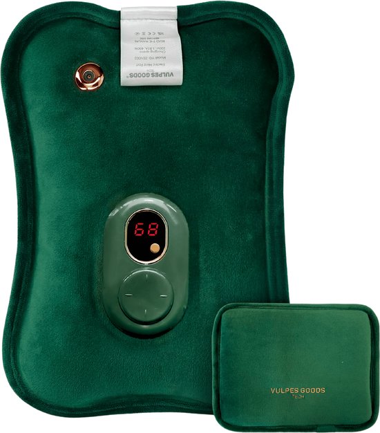 Vulpes Goods® - Bouillotte électrique - Flanelle douce - Bouillotte rechargeable - Bouillotte pour bébé - Coussin chauffant - Chauffe-mains inclus - Affichage numérique - Idéal pour les troubles menstruels - Version PRO
