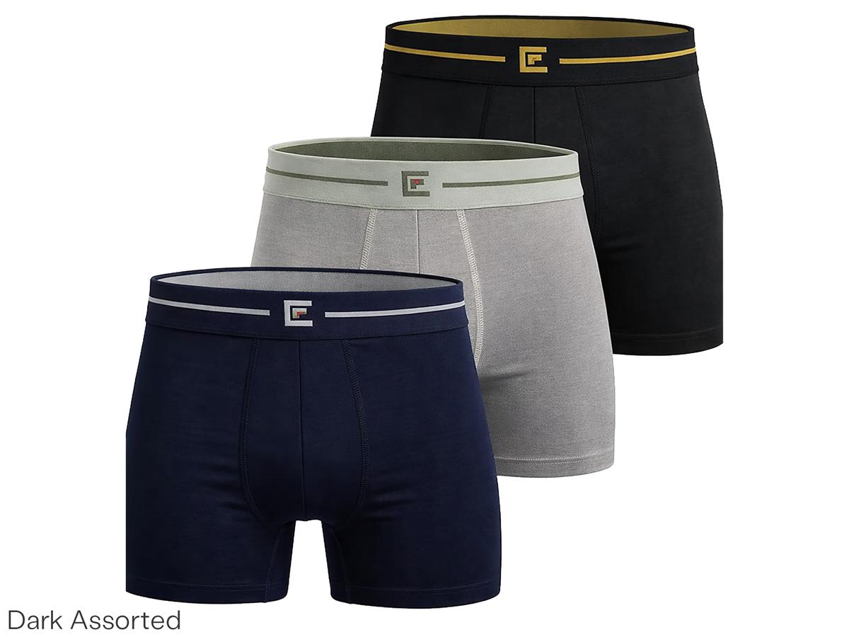 Boxers Bamboo Elements pour homme - Lot de 3 - Assortiment de couleurs foncées - Taille M