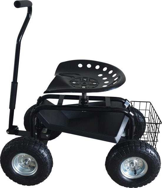 AXI AG22 Tabouret de jardin sur roues en Noir - Tabouret de jardin - Tabouret à genoux en métal avec une charge maximale de 150 kg - Tabouret avec espace de rangement pour le jardinage
