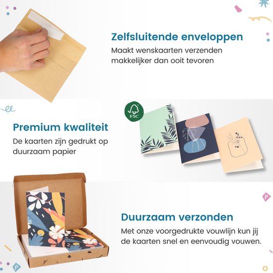 Partizzle 36x Cartes de vœux avec enveloppes - Sans texte - Envoi de cartes postales amusantes - Fleurs et nature - 15x10 cm