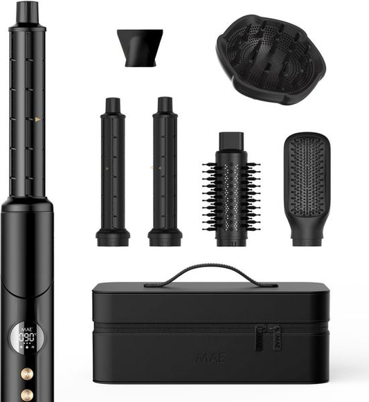 MAE® Airstyler PRO II + Diffuseur - Fer à friser 6 en 1, sèche-cheveux multifonction - Appareil de coiffure - Brosse à boucler et brosse lissante