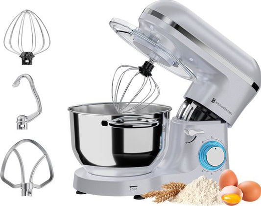 KitchenBrothers Robot de cuisine - Robot de cuisine - 6.2L - Mixeur avec bol de mixage - Mixeur de cuisine - 2000W - Blanc nacré