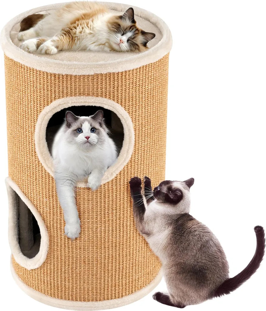 Coast Krabton 4 couches – Maison pour chat avec 3 niches et surface à griffer en sisal Ø 36 x 59,5 cm