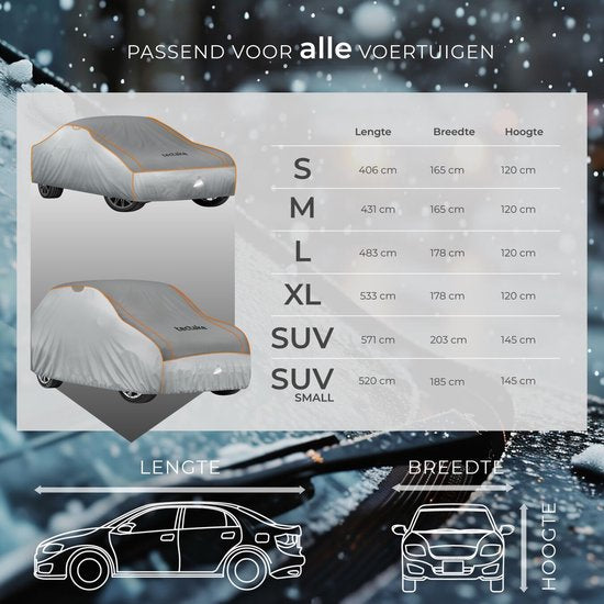 tectake® Car Cover - Voile de voiture extérieure - Protection contre la grêle - Couverture imperméable avec 3 sangles ajustables - Respirante - Housse de protection de voiture avec sac de rangement - Compatible avec de nombreux modèles - Taille (LxLxH) 52