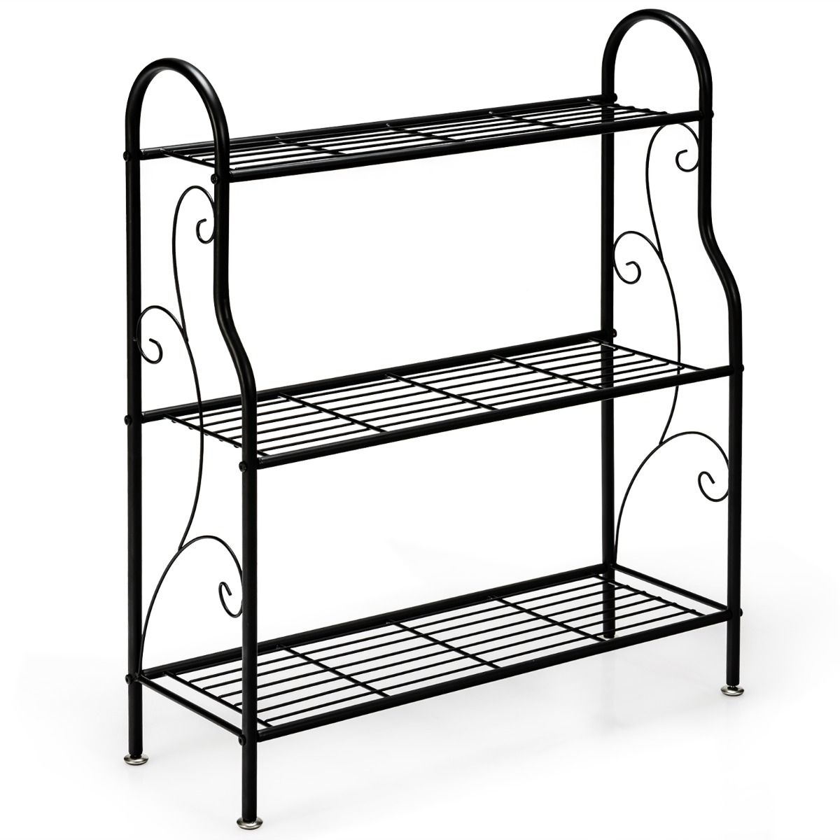 Support à plantes en métal Coast - 3 niveaux - Étagère de rangement multifonctionnelle - Noir 72 x 25 x 85 cm