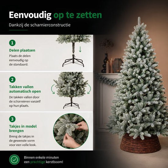 Black Box Trees Nagoya : sapin de Noël vert givré avec structure articulée - Décoration de Noël d'intérieur - Sapin artificiel d'aspect réaliste - Hauteur 180 x diamètre 108 cm