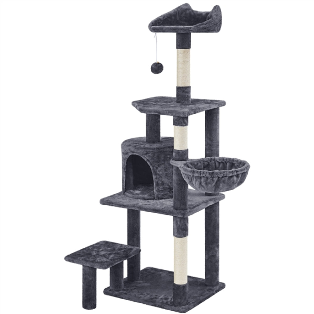 Tour à chats à plusieurs niveaux 145 cm - 48,5 x 40,5 cm - Gris foncé