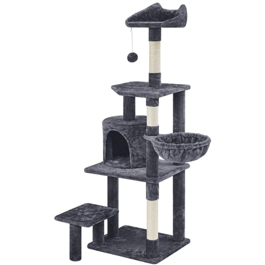 Tour à chats à plusieurs niveaux 145 cm - 48,5 x 40,5 cm - Gris foncé