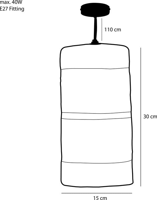 Mica Decorations Lampe pendante Jinx - H30 x Ø15 cm - Jute - Noir