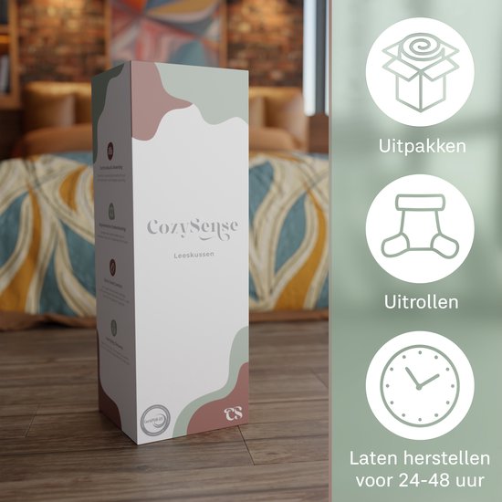CozySense® Coussin de lecture pour le lit - Coussin de siège ergonomique - Coussin pour livres - Grand coussin de relaxation - Rembourrage réglable - Housse amovible - CertiPUR® - Beige