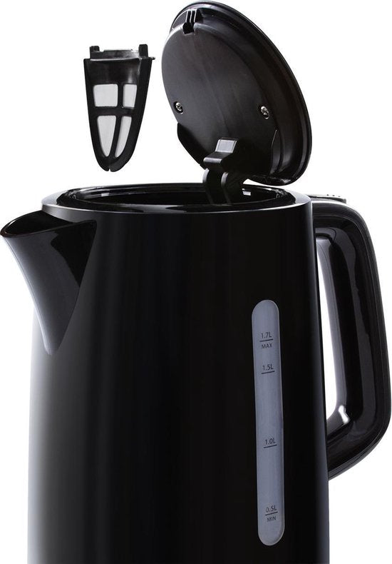 Tomado TWK1701B - Bouilloire en plastique - Noir - Capacité de 1,7 litre - 2200 watts - Indicateur de niveau d'eau