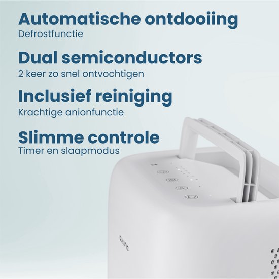 Déshumidificateur Auronic Mini - Convient au salon, au bureau, à la chambre à coucher, à la chambre de bébé et plus encore - Silencieux - Blanc