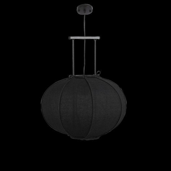Mica Decorations Lampe pendante Pego - H55 x Ø50 cm - Lin - Noir