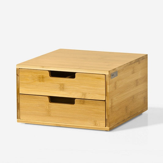 SoBuy Porte-capsules avec 2 tiroirs - Bambou - 30 x 18 x 31 cm