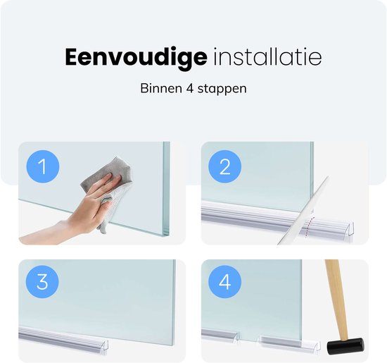 Barre de douche en dessous - 2 bandes - Fixation facile - Obturateur d'eau - Barrière d'eau douche - 8 à 12mm - Luft