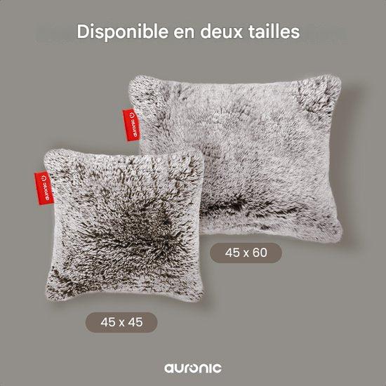 Auronic Oreiller chauffant - Teddy - 45x45 - Sans fil - Rechargeable - Oreiller électrique - Infrarouge - Gris
