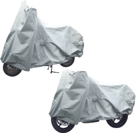 Dunlop Motorcycle Cover and Scooter Cover - Housse universelle pour scooter et moto - Convient au pare-brise - Housse de moto étanche pour l'extérieur - 246 x 104 x 127 cm - Plastique - Gris