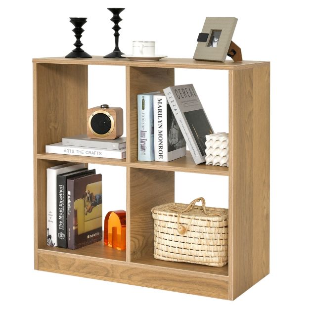 Coast Bookcase 73 x 33 x 75 cm - Naturel - Etagère de rangement à 3 niveaux avec 4 compartiments ouverts