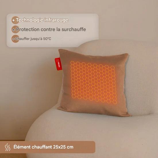 Auronic Oreiller chauffant - Classic - 45x60 - Sans fil - Rechargeable - Oreiller électrique - Infrarouge - Rose poudré