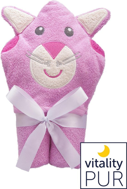 Vitality Pur - Serviette de bain pour bébé - 100% coton - Peignoir Pussycat