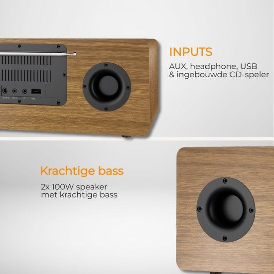 Denver Internet radio - Radio DAB - Radio FM - Lecteur CD - Bluetooth - 200W - AUX/USB - MIR270 - Bois