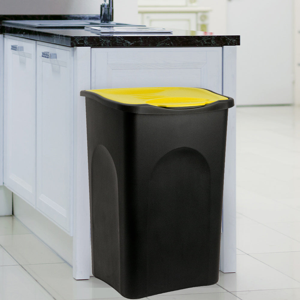 Vuilnisbak 50L - 56x37x39cm - Zwart Geel