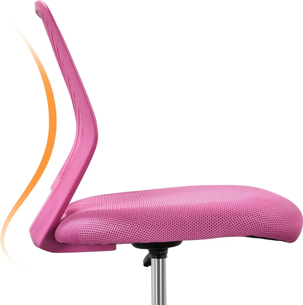 Chaise de bureau réglable Yaheetech 50 x 55 x 79-92 cm - Rose - Chaise pivotante sans accoudoirs