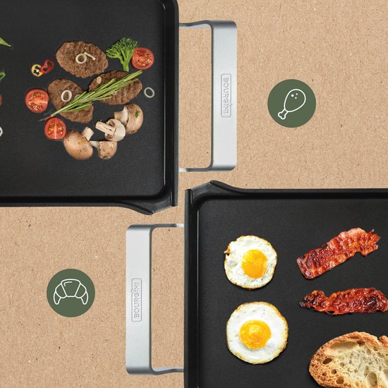 Bourgini Elements - Plaque de cuisson - Plaque de cuisson - Revêtement antiadhésif en céramique sans PFAS - 46 x 26 cm - 4 à 6 personnes - Matériaux recyclés certifiés GRS