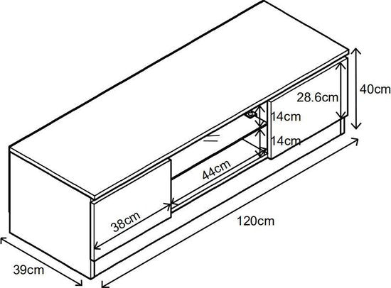 Meuble TV buffet - Meuble TV - largeur 120 cm - noir