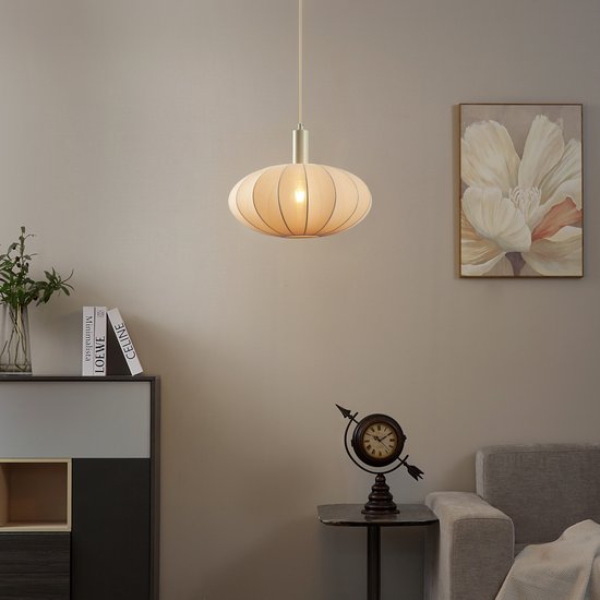 QAZQA bida - Suspension Japandi - 1 source lumineuse - Ø 42 cm - Beige - Salon | Chambre | Cuisine
