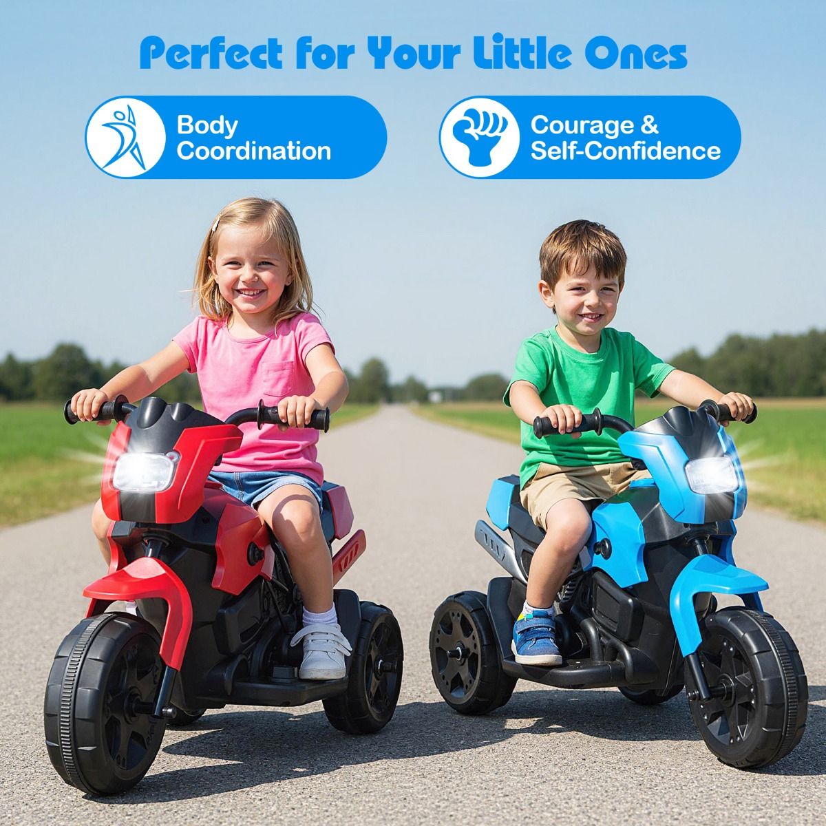 Vélo électrique pour enfants Coast 6 V - 69,5 x 32 x 47,5 cm - Bleu marine