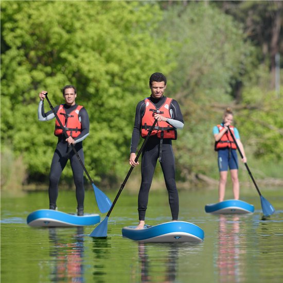 LifeGoods PaddlePro SUP Board - Planche à pagaie gonflable - Ensemble complet - Max. 135KG - 320x81cm - Blanc/Bleu ciel