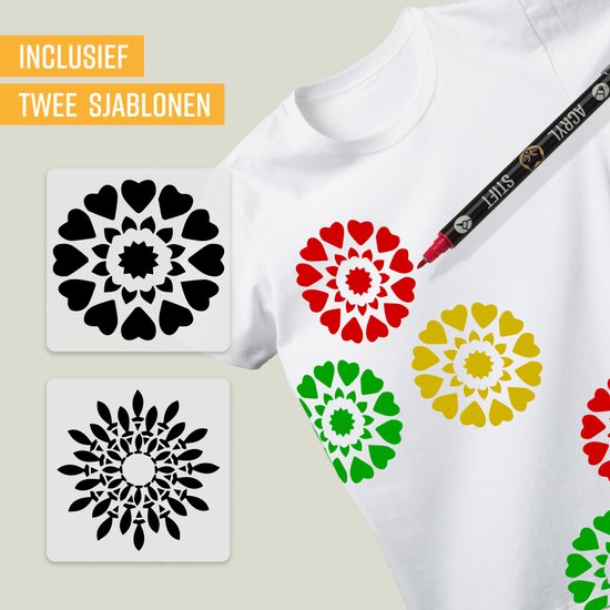 NAPI 24 marqueurs acryliques Dual Tip - Twinmarkers - Marqueurs peinture Happy Stones - Peinture sur pierre avec marqueurs peinture acrylique - Adultes et enfants - 2 modèles de mandala inclus