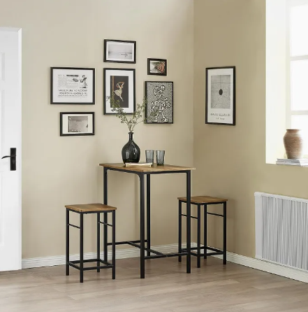 SoBuy Table Bistro - 3 pièces - Table - 2 chaises - Ensemble de table de bar - Table de salle à manger - OGT10-PF