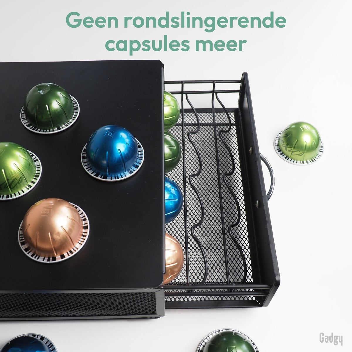 Gadgy Porte-capsules pour 40 tasses Vertuo - Porte-tasses à café avec tiroir - Noir - acier inoxydable